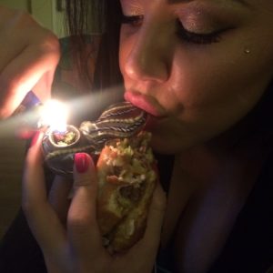 Hot Emily Parker smoking a bowl